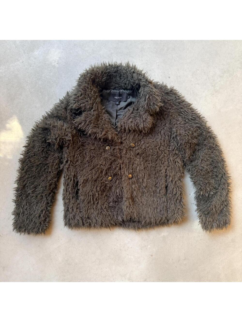ero Moda Faux Fur Shaggy Teddy Coat Mob Wife Grunge Aesthetic Size S